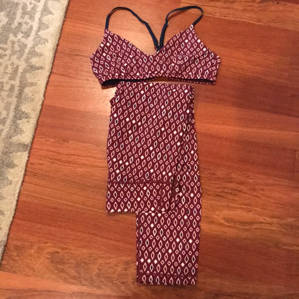 Maroon workout set from The Upside